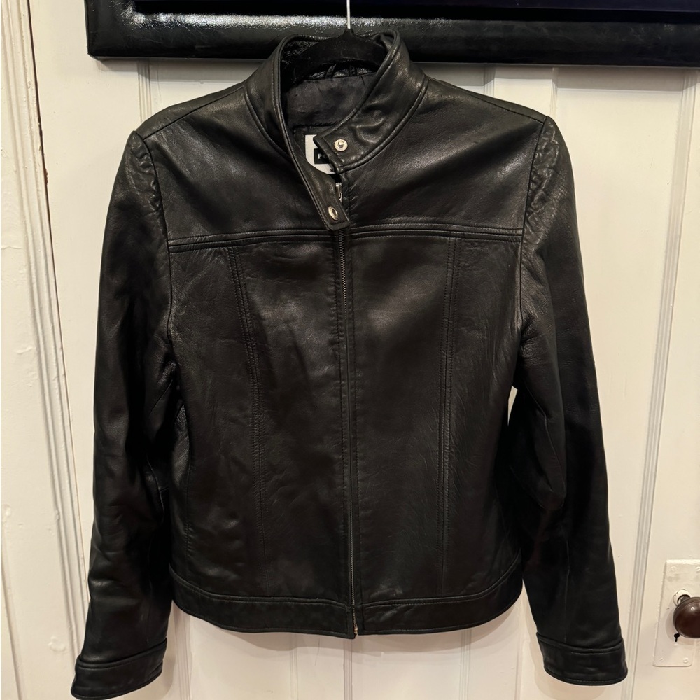 Beautiful, genuine leather women’s biker jacket in black